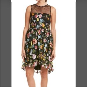 Aidan Mattox Floral Embroidered Cocktail Dress